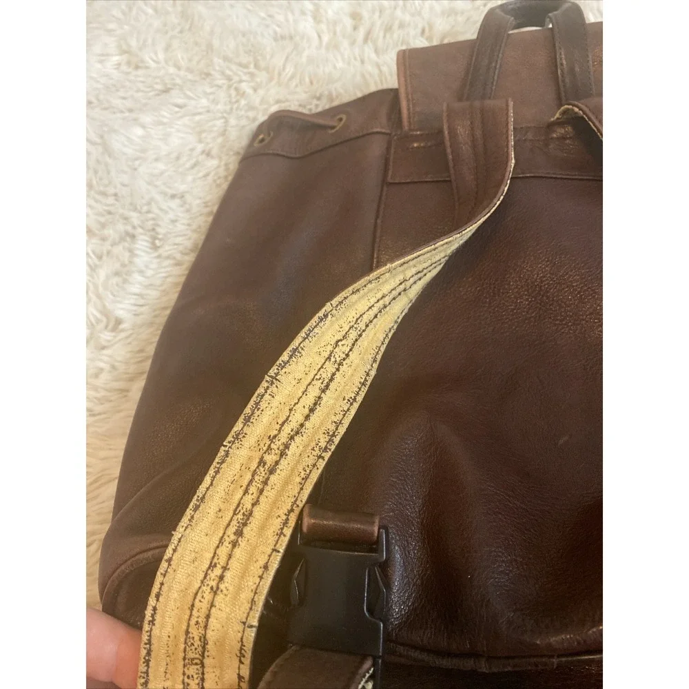 Boulder Ridge‎ Leather Flap Backpack Brown Patina Brass Hardware